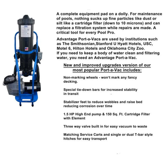 Advantage Portable Pool Cleaner Vacuum System w/ 150 Sq. Ft. Filter PORTAVAC 2.0 AD-PORT-A-VAC2.0